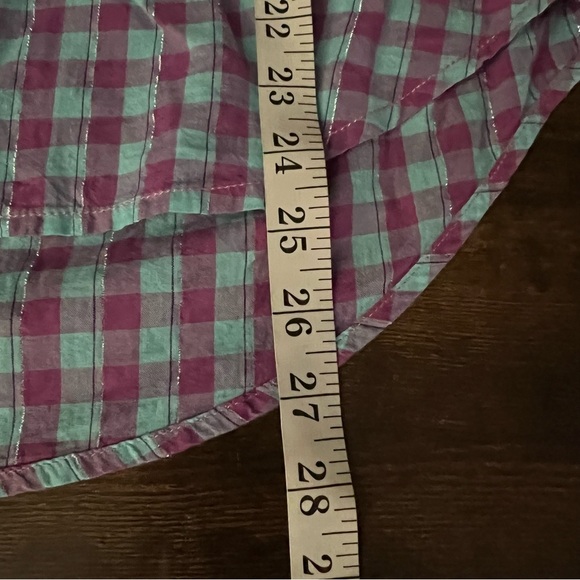 Anthropologie Pilcro Deb Gingham Buttondown Shirt Size XS Pink Blue Ombré preppy - Picture 13 of 14